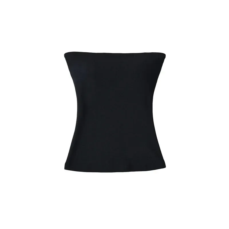 Women Solid Strapless Tube Top Sleeveless Bandeau Crop Top Stretch Basic Wrap Bustier Summer Casual Y2K Tank Tops — image 7