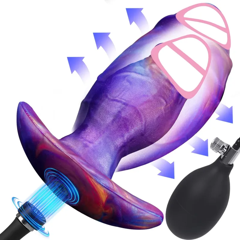 Large Inflatable Anal Plug Silicone Magnetic Air Pump Wearable Butt Plug G-Spot Prostate Massage Penis Sex Toys For Women Men