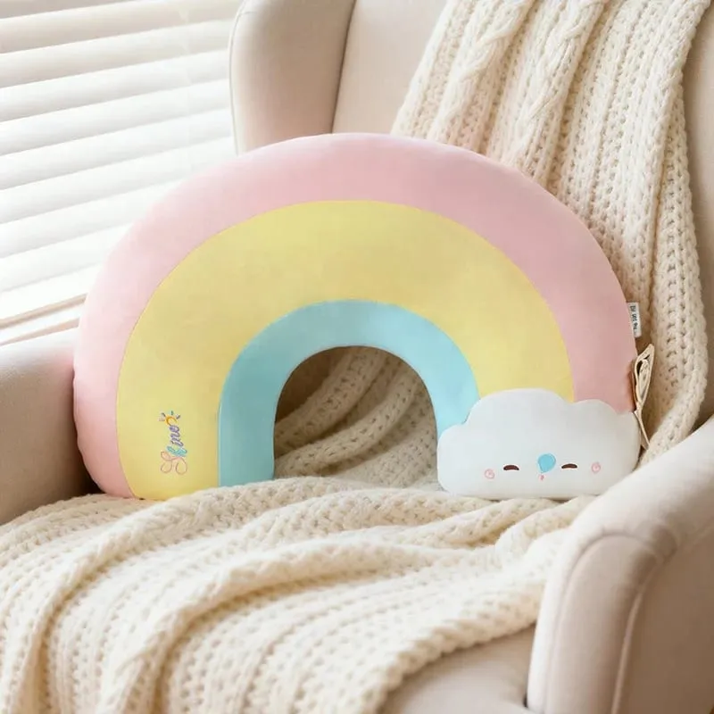 Yaratıcı Hava Serisi Gökkuşağı Bulut Peluş Yastık Yumuşak Sevimli Karikatür Kawaii Dolması Bebek Çocuklar Için kanepe yastığı Ev Dekor — image 6