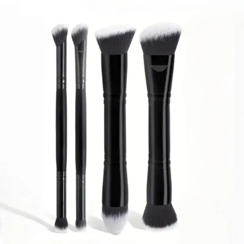 4Pcs Non-shedding Dual Ended Cosmetic Brushes Foundation Blush Concealer Loose Powder Makeup Brush Set