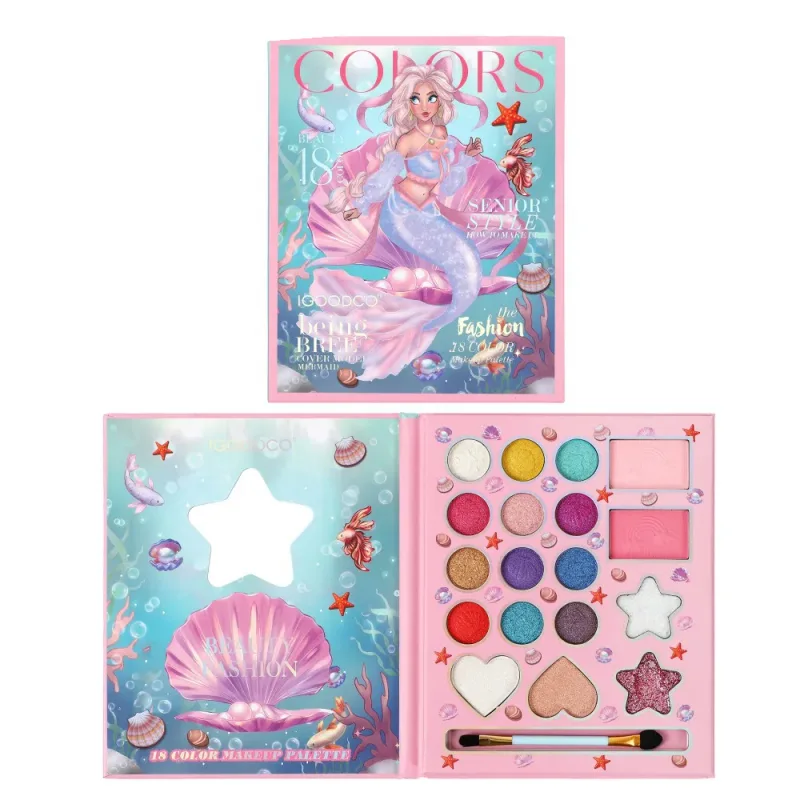 Women's Makeup Eye Shadow Palette 18 Color Cartoon Fashionable Pearlescent Matte Highlights Eyeshadow Palette Eye Makeup Gifts