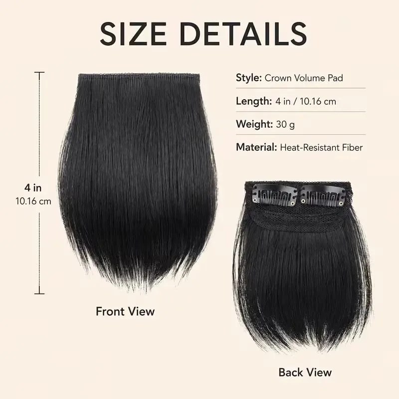 10cm Synthetic Short Straight 2pcs Hair Pads Extension Change Head Shape Fiber Hairpiece for Women Daily Wear — image 3