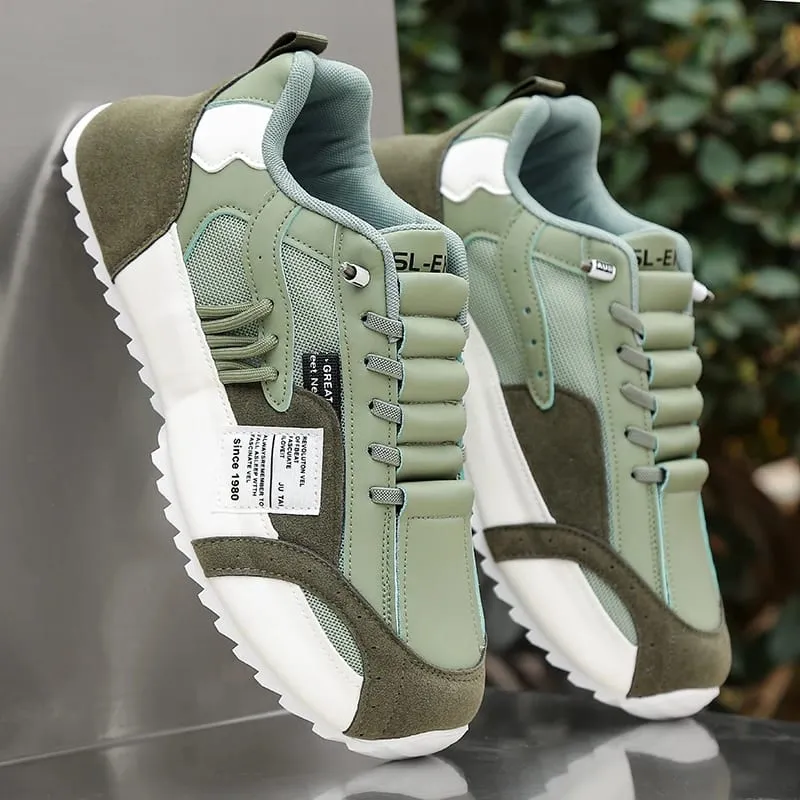 1pair Vintage Style Men'S Breathable Mesh Thick Sole Dad Sneakers - Casual Sports Running Shoes with Lace-Up Closure Faux & Fab — image 2