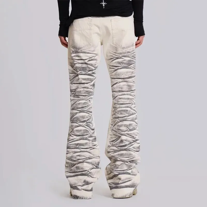 Y2K Retro Distressed Flare Jeans Women High Waist Vintage Washed Denim Bell Bottom Pants Harajuku Streetwear Casual Trousers — image 3