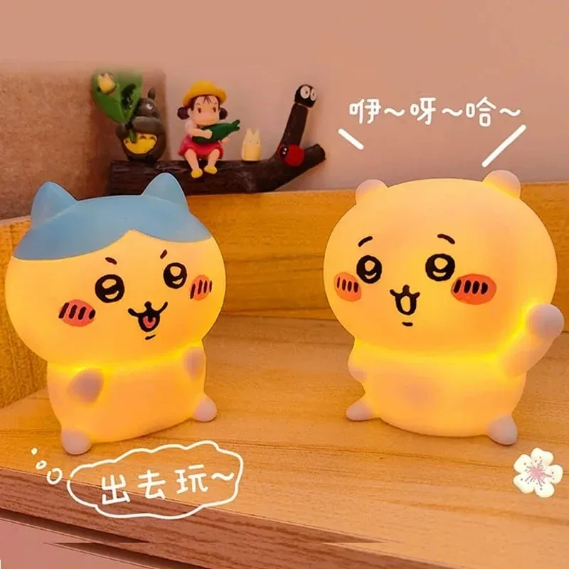 Kawaii Chikawa Bedroom Desktop Decoration Hachiware Usagi Cartoon Vinyl Doll Night Light Luminous Toy Surprise Girl Gifts
