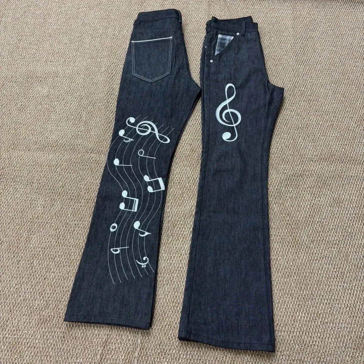 Note Rose Embroidered Original Color Jeans Unisex 1021M Version Slightly Flared HighStreet Wear Straight Jeans Stacked Pants Men — image 7