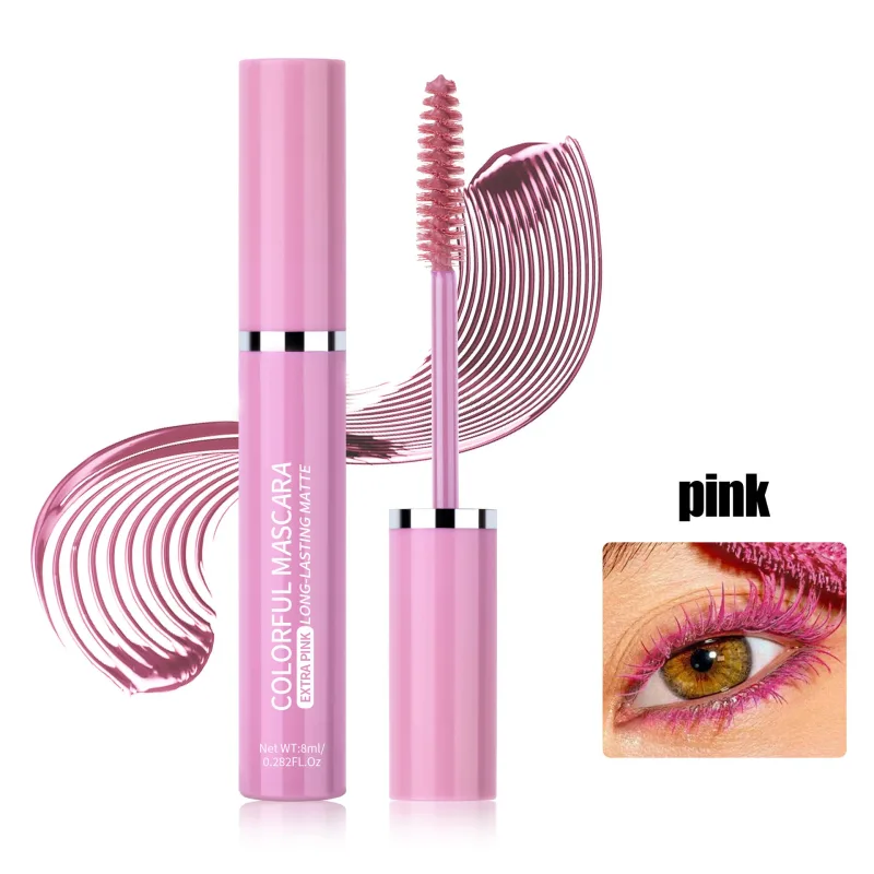 Ciglia mascara colorate Blu Rosa Verde Mascara impermeabile colorato Affascinante mascara arricciacapelli a lunga durata Trucco natalizio per occhi — image 9