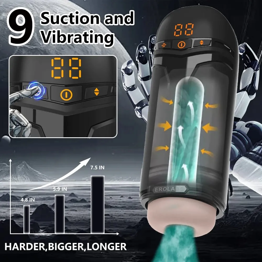 Automatic Male Masturbator Penis Pump with Sucking Vibrating Thrusting Sex Toys for Men Stroker Penis Stimulation LED Display