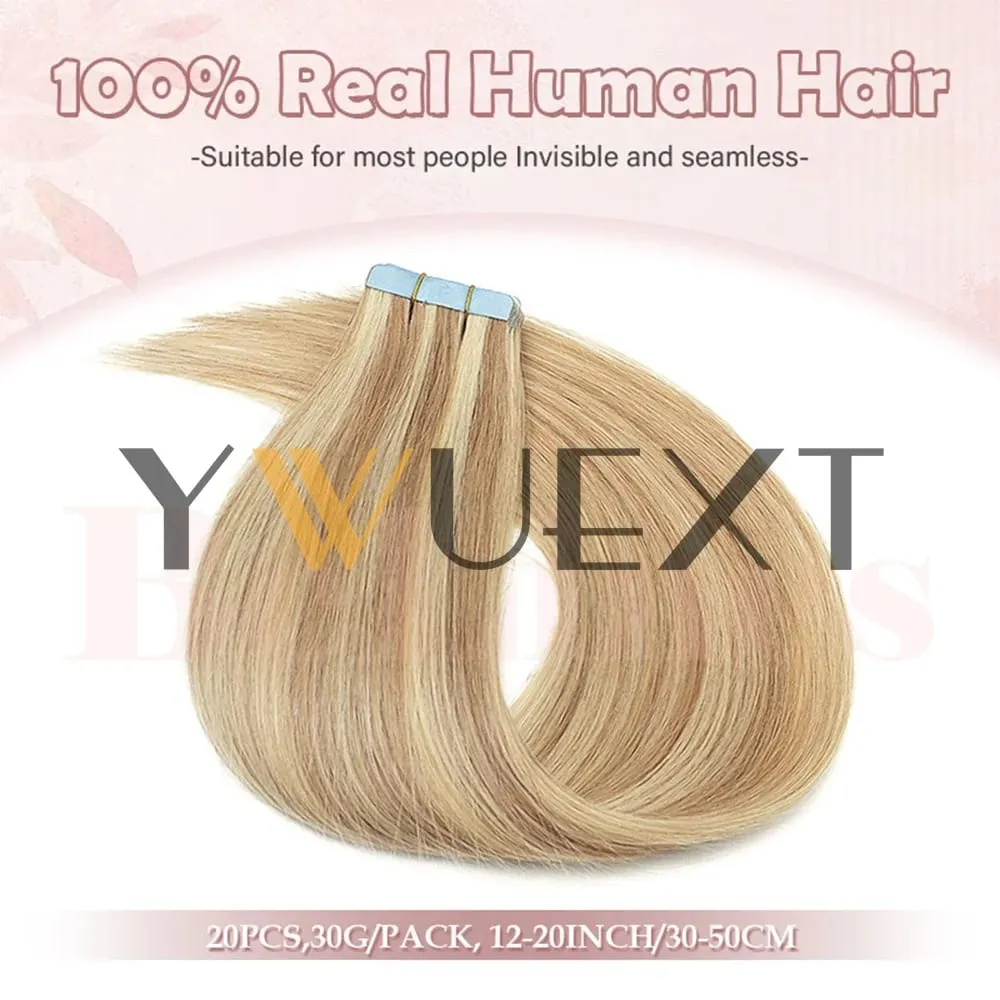 Lightweight Tape in Human Hair Extensions 12-20 inches Seamless PU Skin Weft Tape Hair Natural Straight 20pcs/pack 30G Tape Glue — image 3