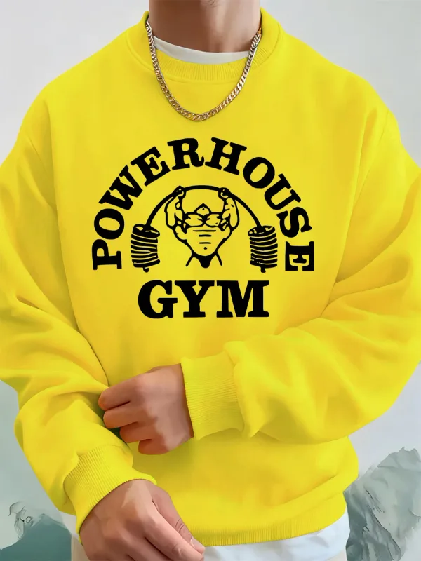 Powerhouse Gym Letter Printing Men Sweatshirts Winter Fleece Warm Hoodie Korean Loose Crewneck Pullovers Hip Hop Male Clothes — image 14
