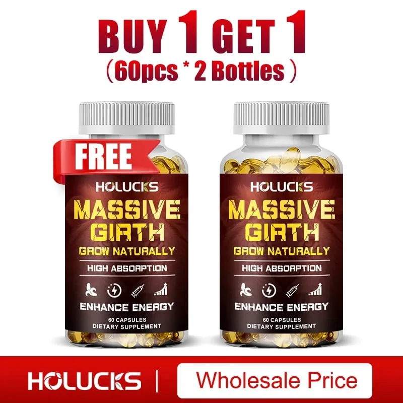 Buy 1 Get 1 Free! Massive Girth Supplement for Enhanced Blood Flow Stamina & Overall Male Performance Overall Wellness Vegan