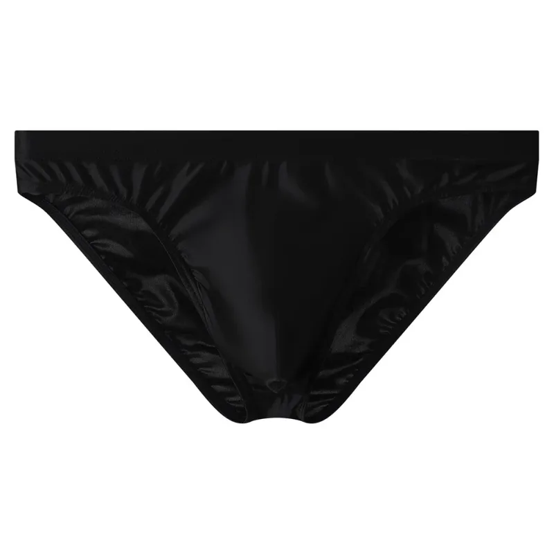 Luksus brun satin herrebikini trusser Høj elastisk linning Glat skinnende underbukser med 3D konturpose Åndbar intimitet — image 4