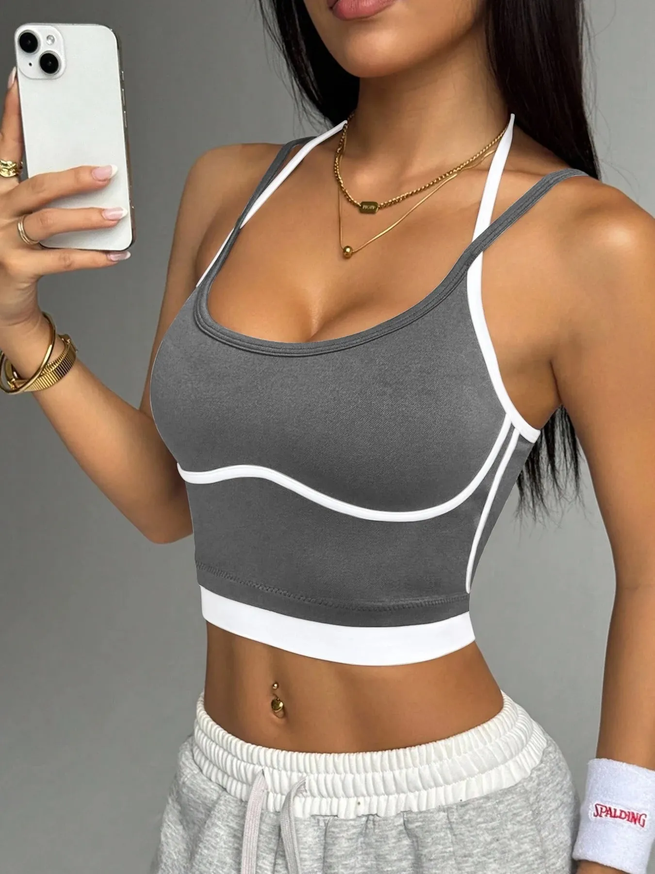 Color blocking non steel ring beautiful back sports vest for women's outdoor wear fitness running shock-absorbing gathering s — image 10