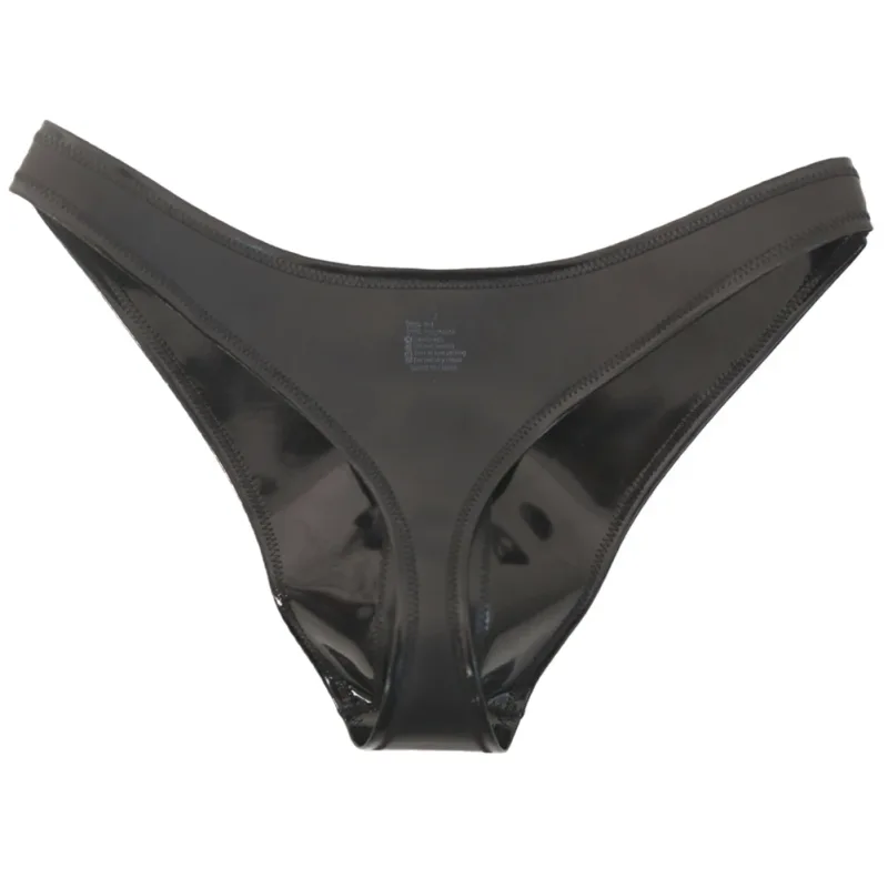 Men Sexy Latex Ammonia Glossy Brief Patent Leather Thongs Sissy U Pouch Very Hot Lingerie Low Rise Gay Lingerie Men's Panties — image 6