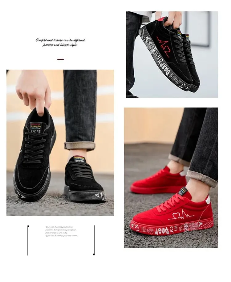 2026 Fashion Men's Vulcanized Sneakers Male Lace-up Casual Shoes Breathable Original Canvas Red Black Lover Shoes Graffiti Flats — image 9