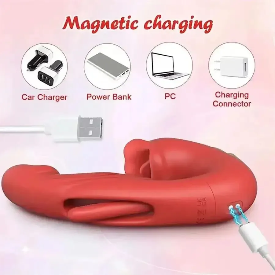 3 in 1 Telescopic Flapping Tongue Licking Dildo Female Clitoris Stimulator Finger Flapping Vaginal Massager Masturbator Sex Toy