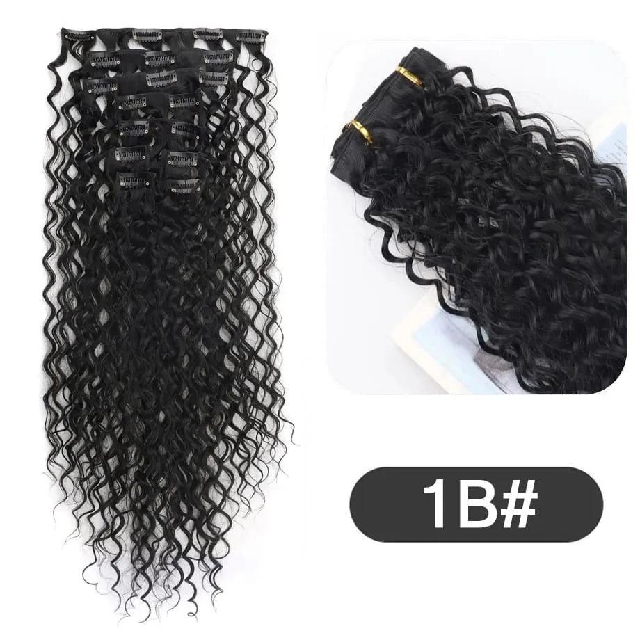 9pcs Clip in Hair Extensions 22 Inch Curly Wavy Hair Extension Loose Long Soft Synthetic Hairpieces for Women Daily Hairstyle — image 6