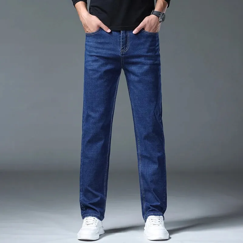 2026 Stretch Stretch Fashion Classic Blue Black Work New Business Men's Jeans Casual StraightDenim Trousers Male Brand Clothing — image 4