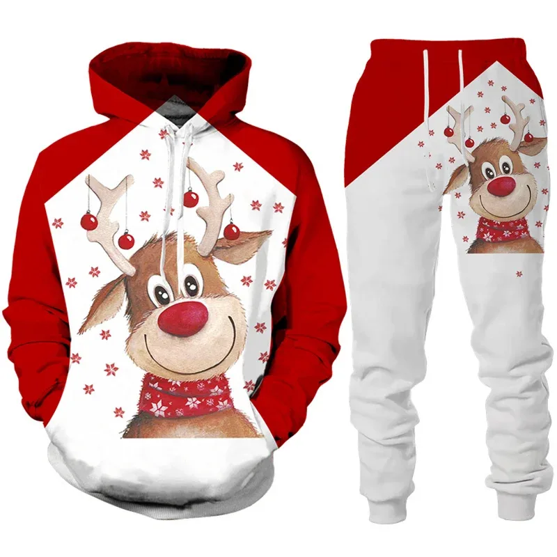 Fashion Funny Santa Claus 3D Print Tracksuit Set Man Woman Hoodie+Pants 2pcs Set Oversized Casual Christmas Party Couple Clothes — image 5