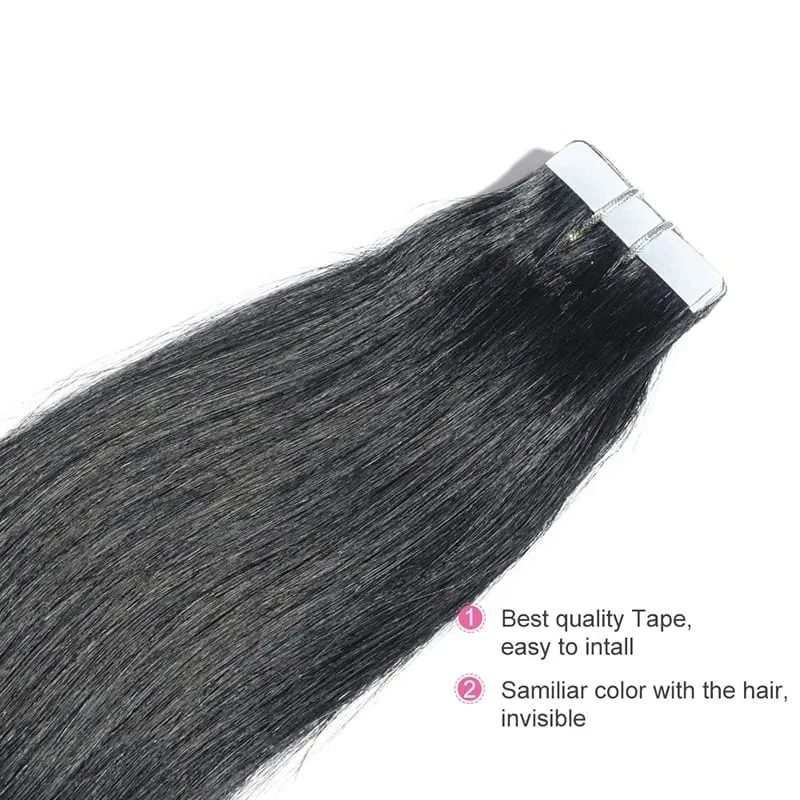 Tape In Straight Human Hair Extensions Remy Virgin Hair Adhesive Extensions Skin Weft #60 Blonde 24 26 28 30INCH Hair For Women — image 6