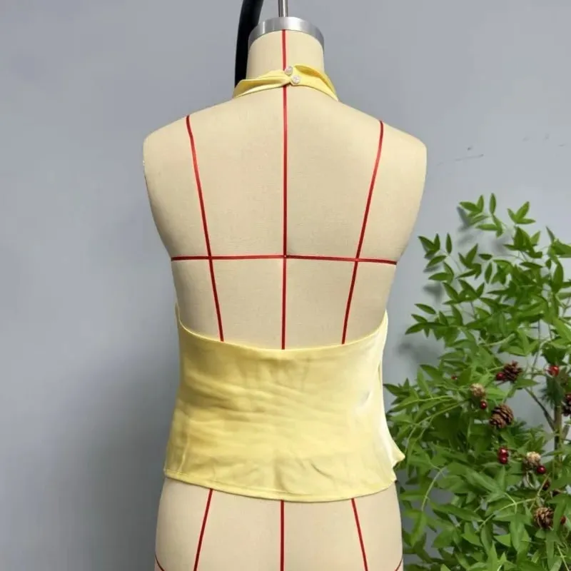 Women's Satin Halter Neck Sleeveless Top Summer Elegant Draped Collar Blouse Smooth Chic Office Party Wear Evening Outings — image 5