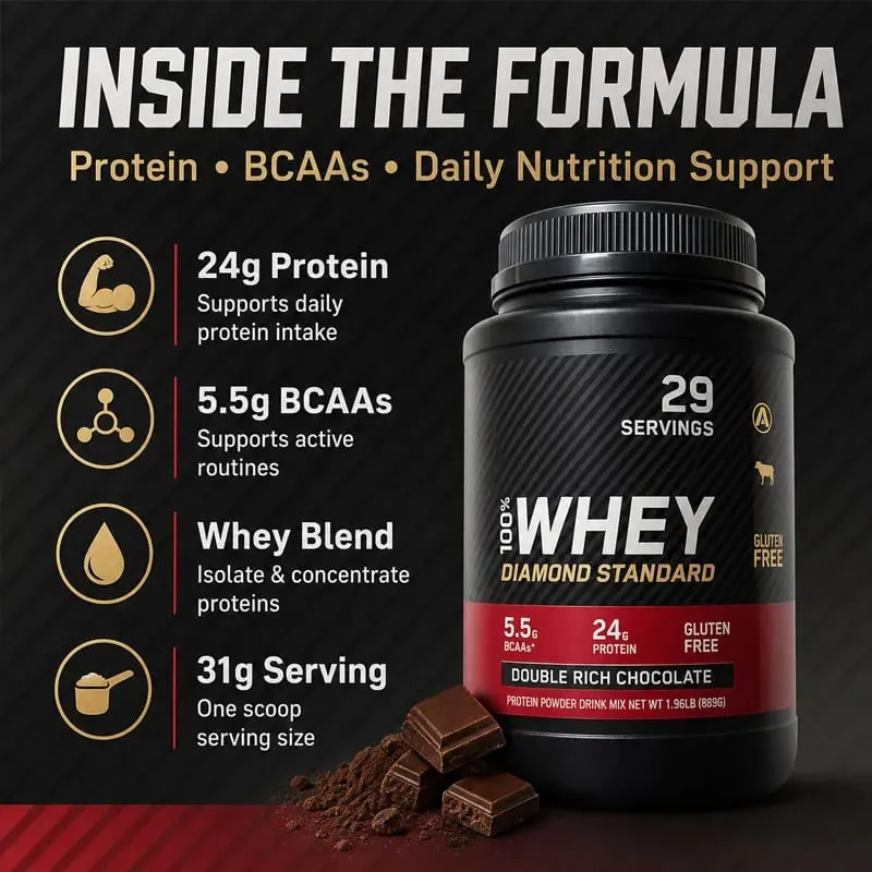 Whey Protein Powder Chocolate Flavor 899g for Daily Protein Intake and Sports Nutrition 29 Servings — image 2