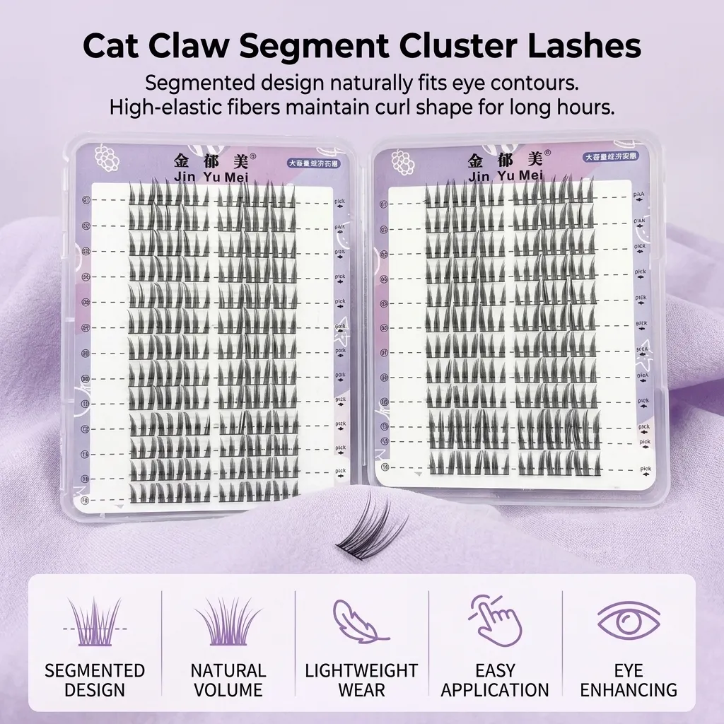 Professional Makeup False Eyelashes Segmented Cat Claw Lashes C Curl Natural Volume Dramatic Eye Enhancement for Women — image 6