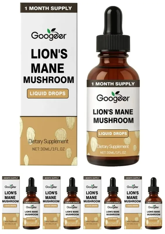 Googeer Lion's Mane Mushroom Liquid Drops Memory and Focus Support for Cognitive Clarity Mental Agility Alcohol-Free 30 ML