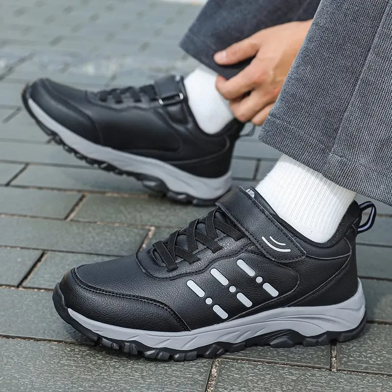 Men's Sneakers Waterproof Comfortable Durable Walking Shoes Classic Solid Color Outdoor Camping Casual Shoes Chunky Sneakers — image 4