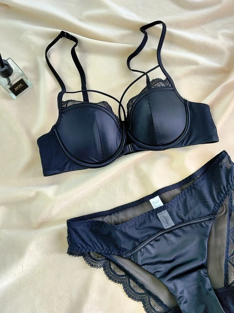 French Front Buckle Thin Cup Bralette Sexy Hollow Women Underwear Set High Quality Lace Push Up Bras Breathable Comfort Lingerie — image 7