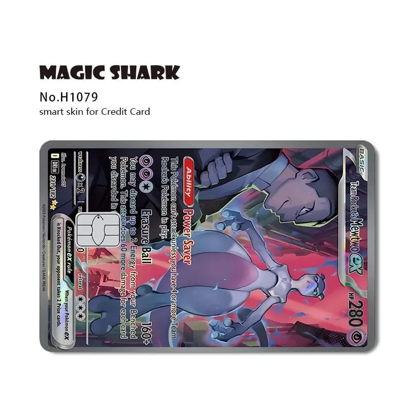 Magic Shark Mew Charizard EX Eevee Gengar Pikachu TCG Card Holographic Laser Skin Film Sticker for Bank Credit Card — image 17