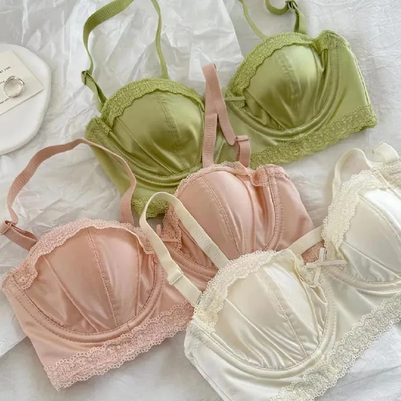 บราดันทรง underwire ของสาวฝรั่งเศส ลูกไม้หวานขอบชุดชั้นในครึ่งถ้วย ถ้วยบางของผู้หญิงพร้อมชุดชุดชั้นในป้องกันการหย่อนคล้อย — image 3