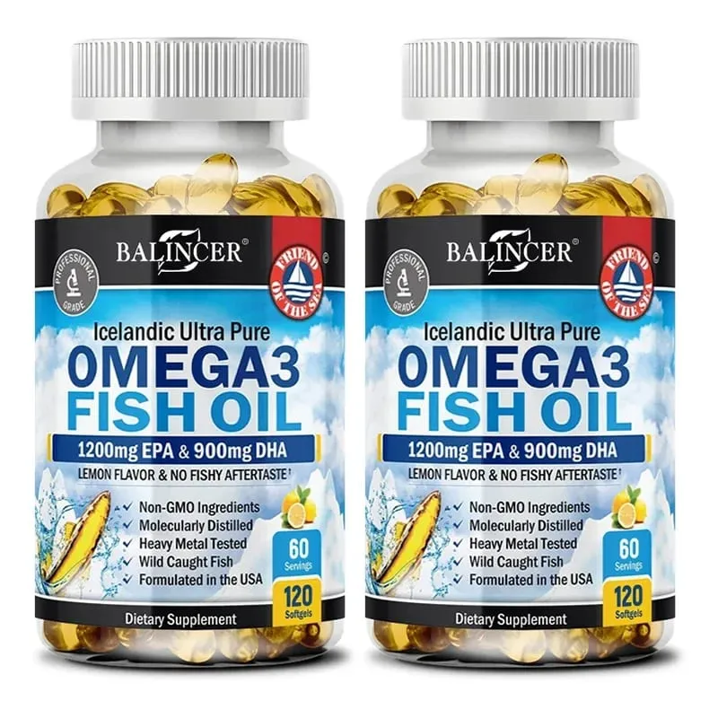 Fish Oil Omega 3 Περιέχει EPA 1200mg & DHA 900mg - Γνωστικό συμπλήρωμα για τα μάτια των αρθρώσεων χωρίς ΓΤΟ χωρίς γλουτένη — image 8