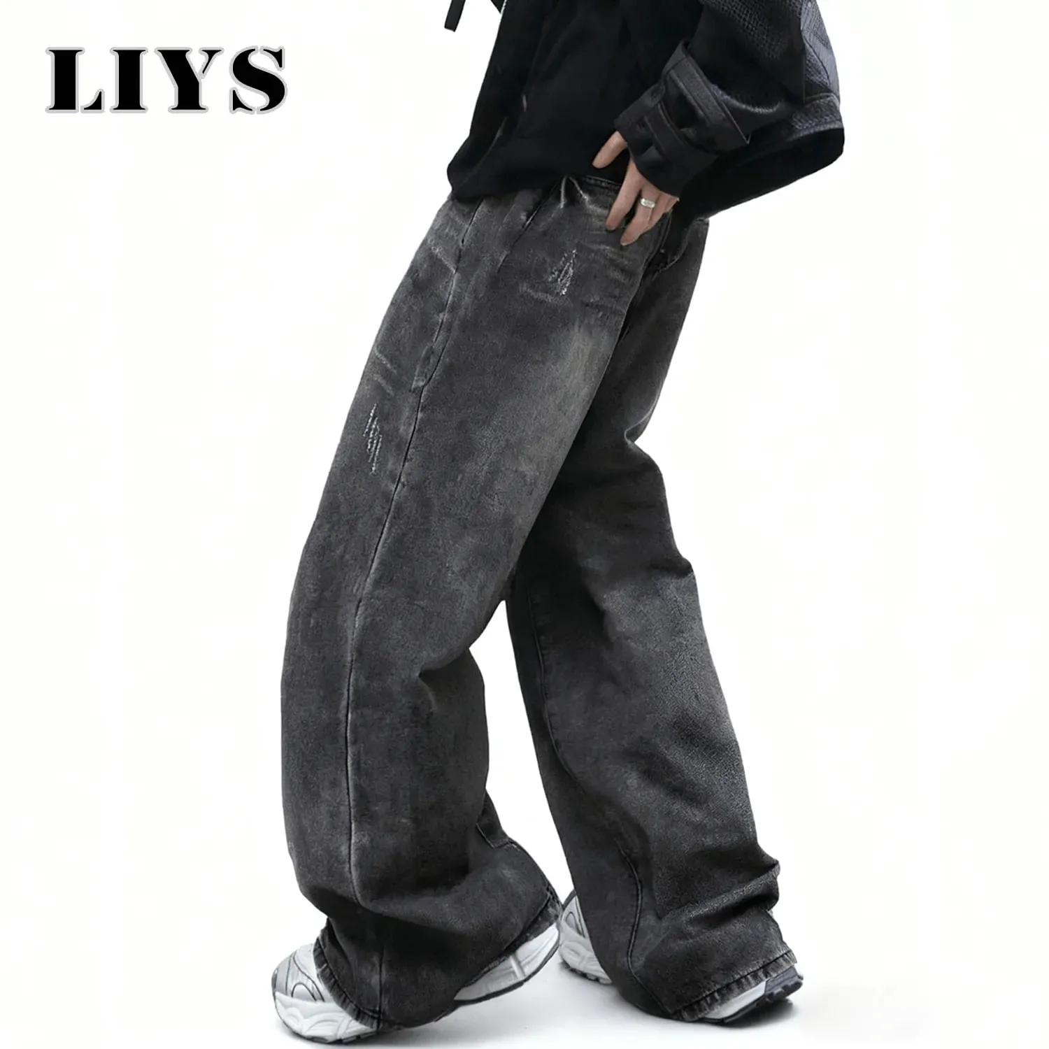 Men's Women's Retro Gray Ultra Baggy Wide-Leg Jeans Four Seasons Casual Oversized Loose Straight-Leg Denim Pants Unisex — image 5