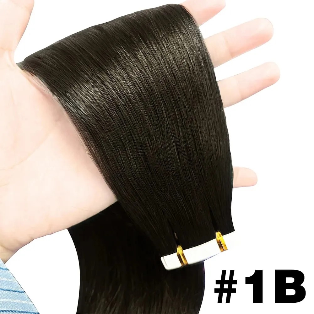 Tape in Hair Extensions Human Hair 16-26 Inch 50g 20pcs Skin Weft Seamless Tape in Real Remy Straight Hair for Women Daily Use — image 1
