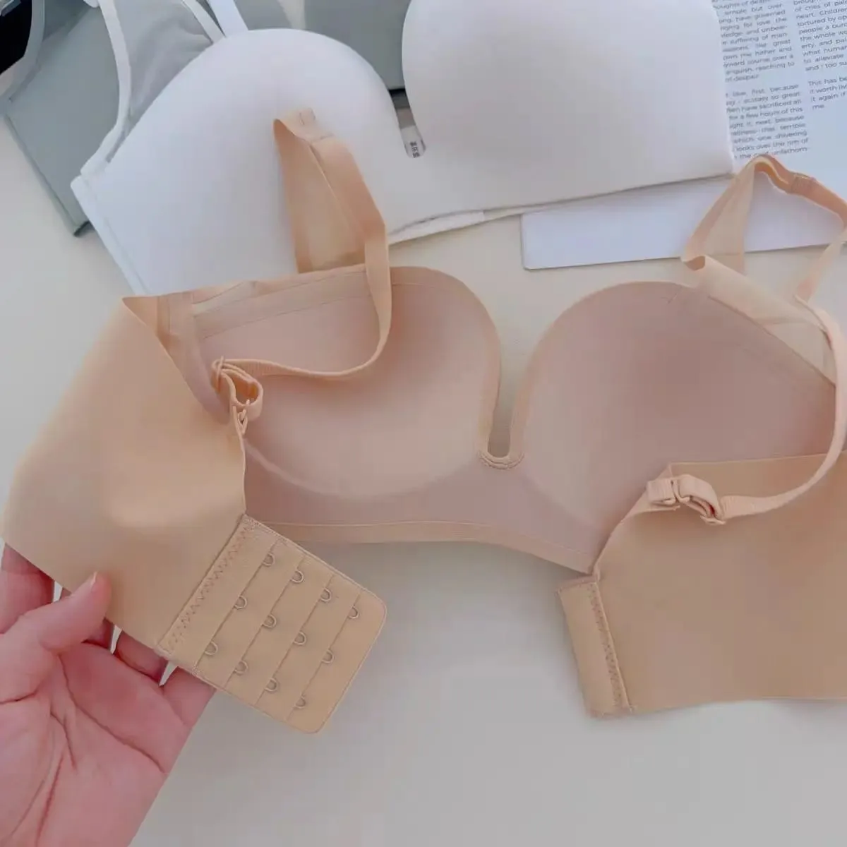 Sexy Seamless Front Button Beauty Back Push Up Lingerie Small Breast Gethering No Steel Ring Soft Comfortable Bra — image 6