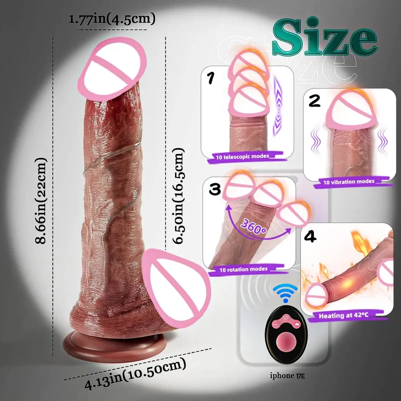 Huge Big Soft Vibrator Heating Realistic Dildo for Woman Men Wireless Telescopic Dick Masturbator Penis G Spot Vagina Anal