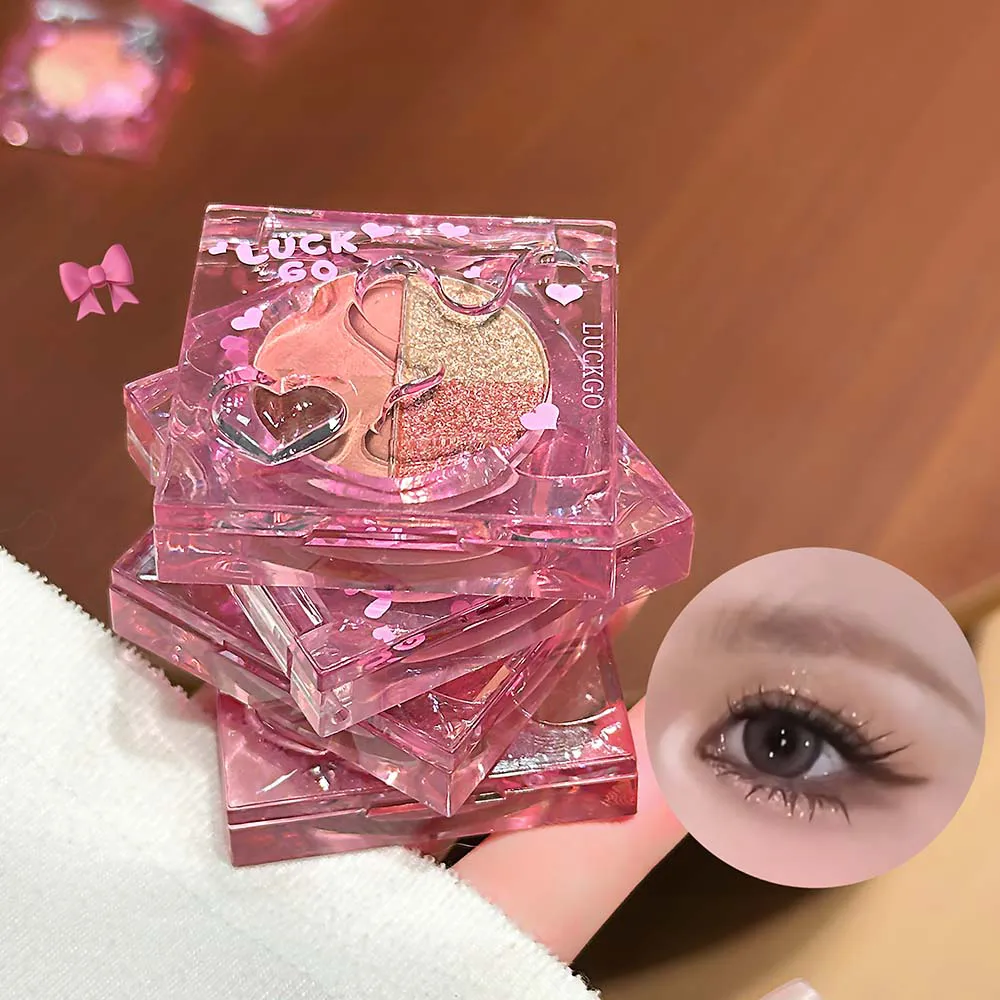 Four-color Diamond Glitter Eyeshadow Palette Mini Pink Orange Matte Shimmer Eye Shadow Eye Pigments Highlighter Makeup Cosmetics — image 3