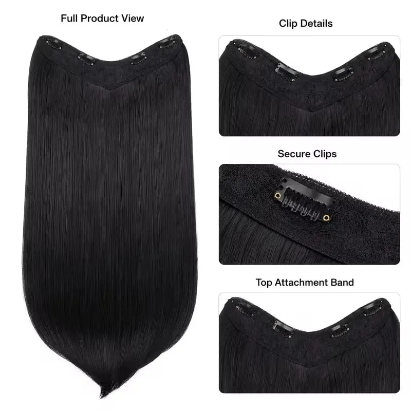 22Inch Synthetic Long Straight Multi Layer Hair Extension BB Clip Style Fiber Hairpiece for Women Daily Wear Confident Elegant — image 4