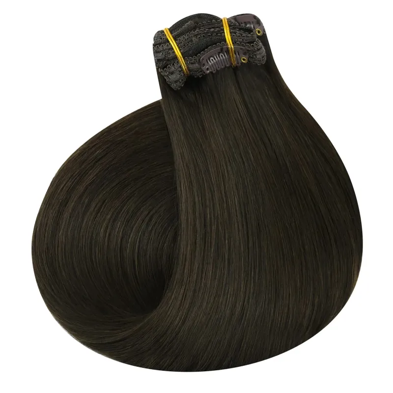 VeSunny Clip In Hair Extensions Human Hair 8 PCS Weft 140G-160G Hair Remy Hair Full Head Clip In Hair Extensions 8 PCS Weft