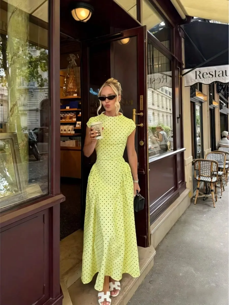 Women New Long Dresses Summer Elegant Upgraded Version Casual Polka Dots Party Dress Graceful Holiday Casual Slim Female Dresses — image 3