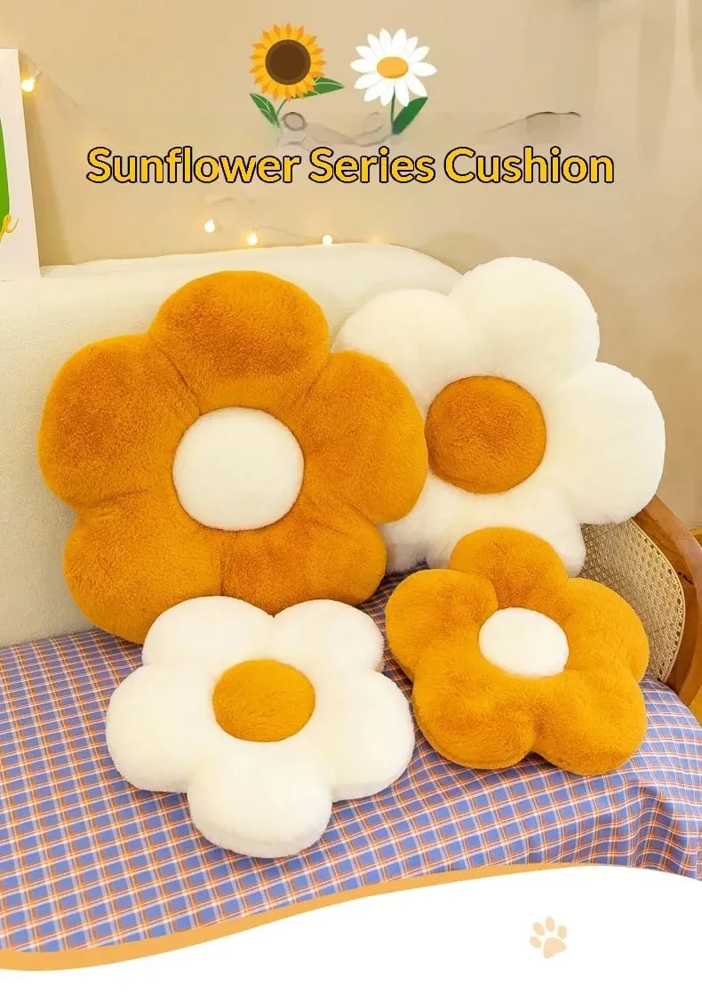 Generic Flower Shaped Plush Seat Cushion Soft Memory Cotton Round Pillow For Chair Bedroom Window Sofa Home Decor — image 8