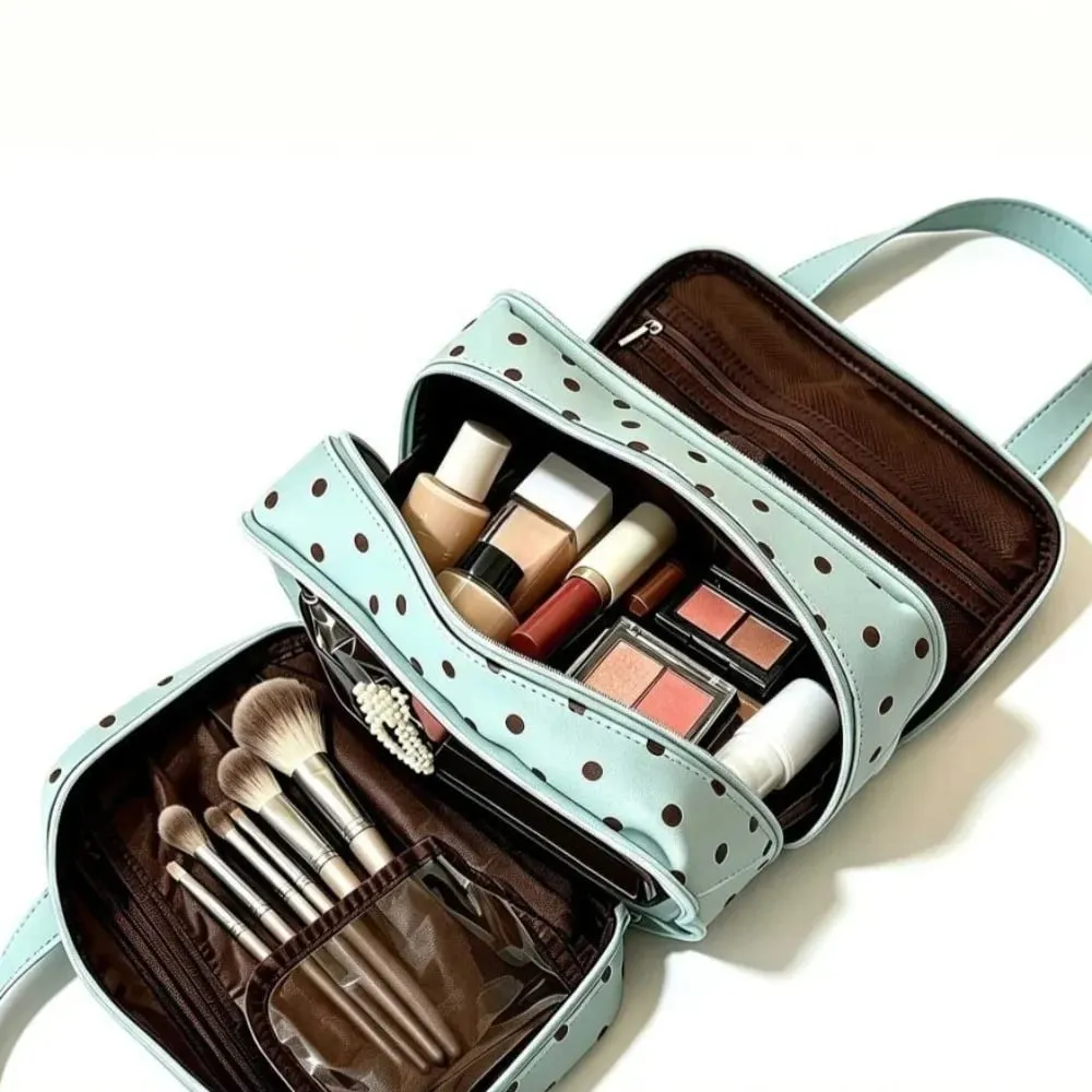 Waterproof Makeup Brush Organizer Bag Multilayer Portable PU Travel Cosmetic Handbag Storage Pouch Makeup Brushes Toiletries Bag — image 2