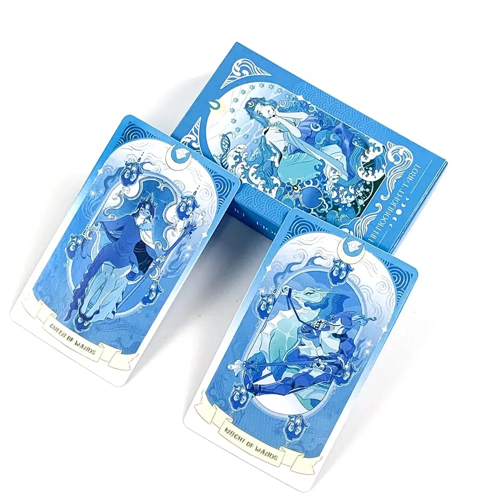Sea in Moonlight Tarot Cards 78 Card Blue Ocean Mermaid English Version Divination Board Game Card Games & Gift Giving — image 2