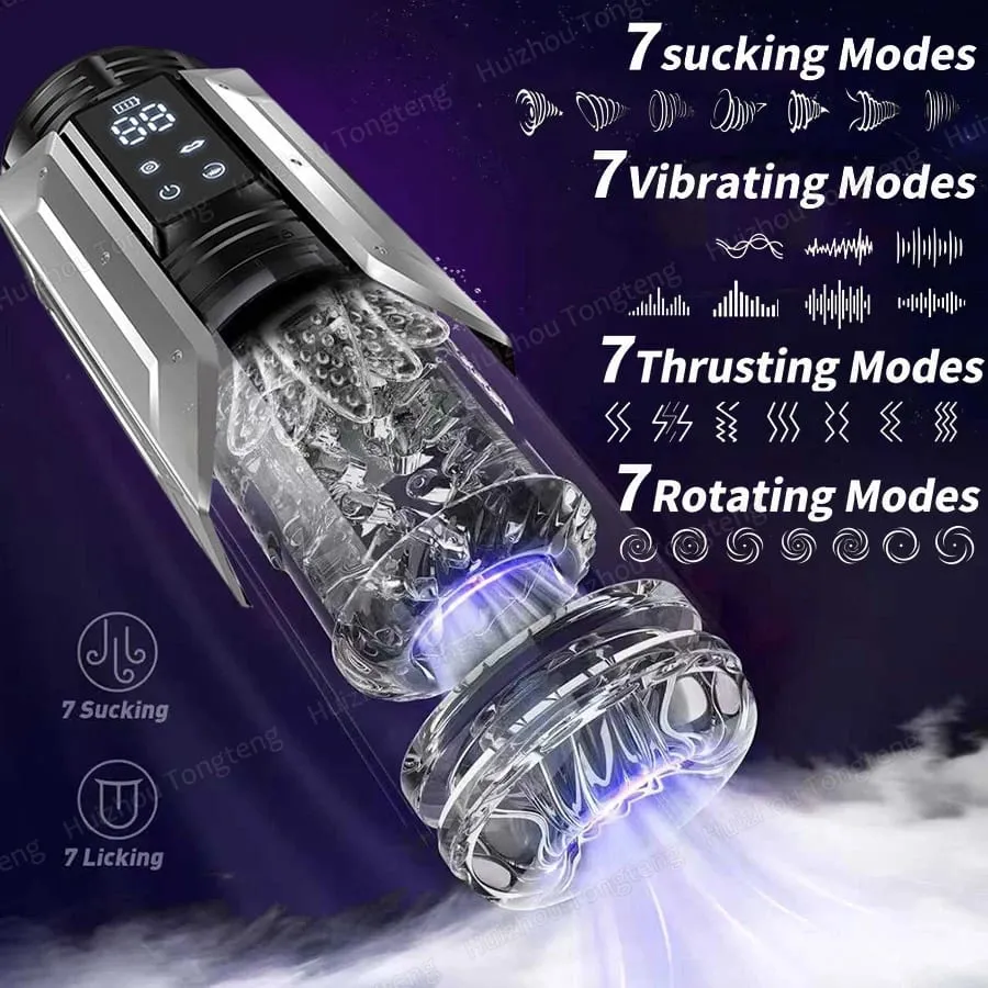 Adult Toys Automatic Masturbator Stroker with 7 Thrusting Rotating 7 Licking Vibrating Modes Hands-Free Sex Machine Pocket Pussy — image 4