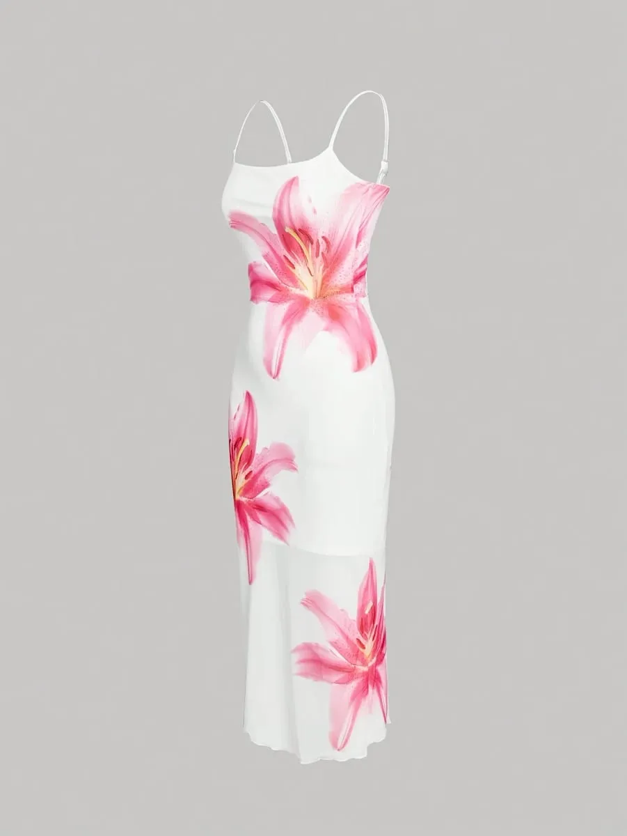 Elegant floral print sundress resort-style dress — image 5