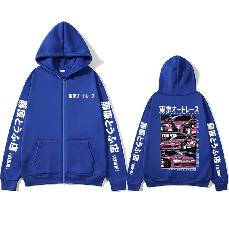 Anime Tokyo Initial D Drift AE86 Takumi Fujiwara JDM Car Zipper Hoodies Men Women Fashion Casual Zip Up Sweatshirts Jackets Coat — image 6