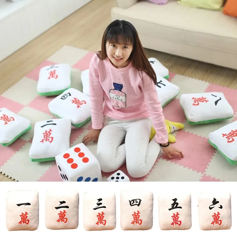 Creative Mahjong Pillow Cushion Chinese Plush Toy Car Chair Backrest Dice Funny Nap Sofa Home Decor Gift Accompanying Decoration — image 9