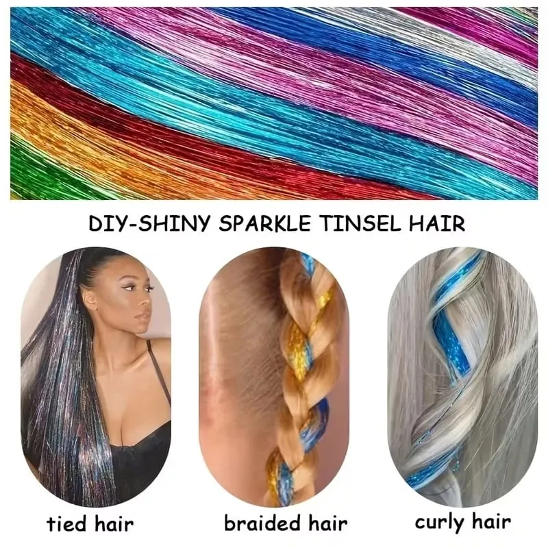 24Inch Synthetic 3pcs/set Long Straight Clip in Hair Extensions Highlights Colored Party Multi-Colors Hairpieces for Women Daily — image 4