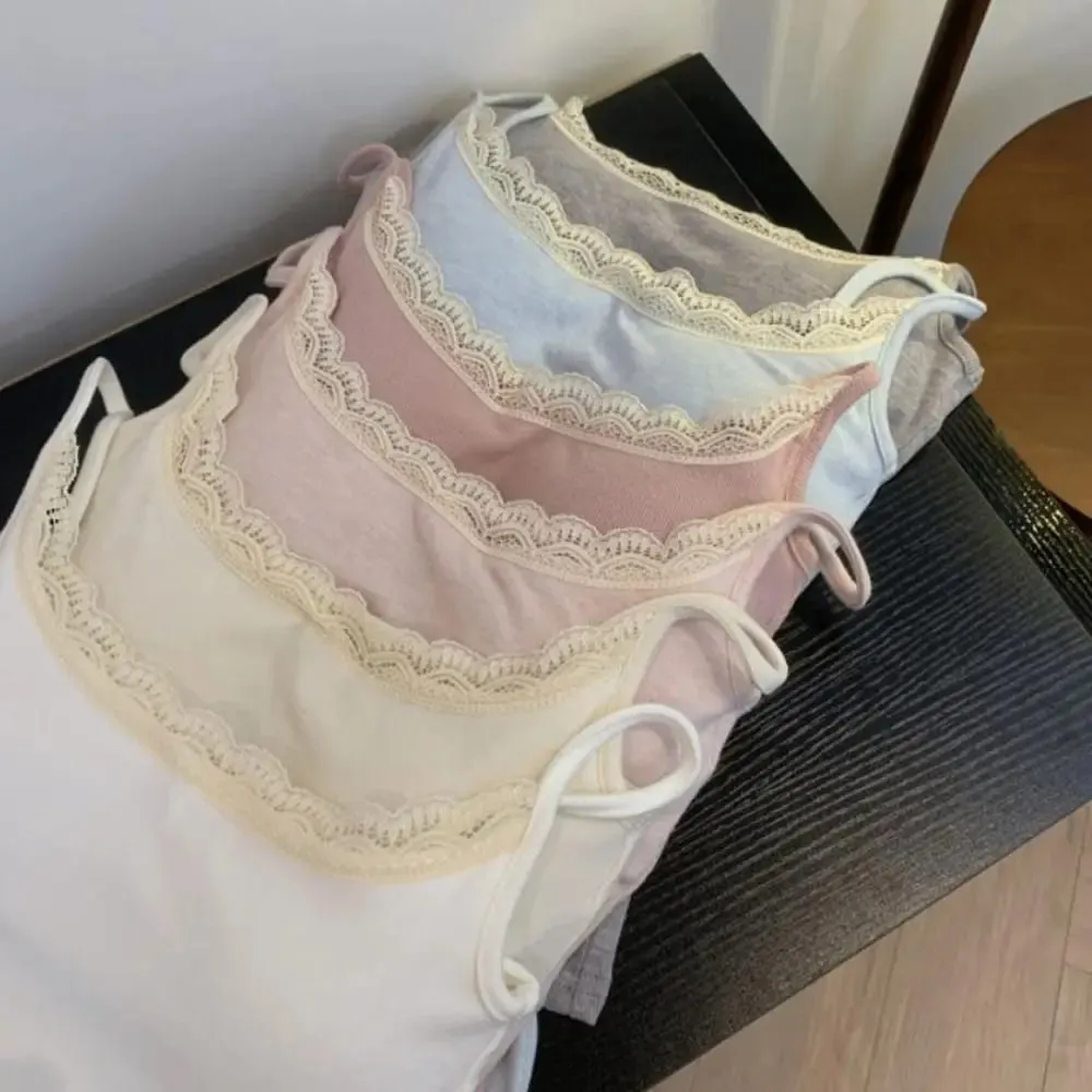 Sexy with Chest Pad Camis Tank Tops Elastic Integrated Top Lace Tops Versatile Warm Undershirt Women Clothes — image 3